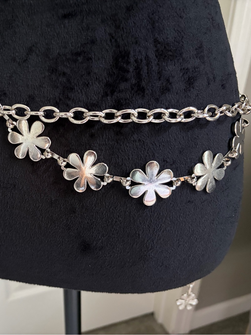 Silver Floral Chain Belt - Women Jewelry